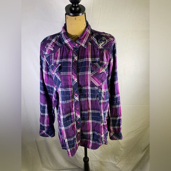 Bit & Bridle Pearl Snap Shirt Jacket Shacket - Picture 3 of 14